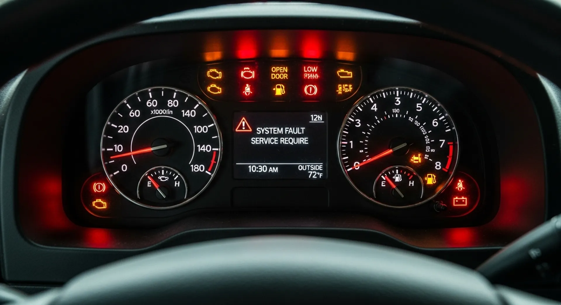 RV dashboard warning lights