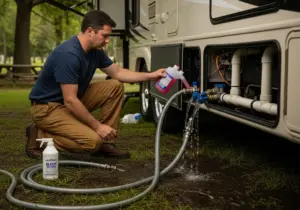 RV water system drainage for storage