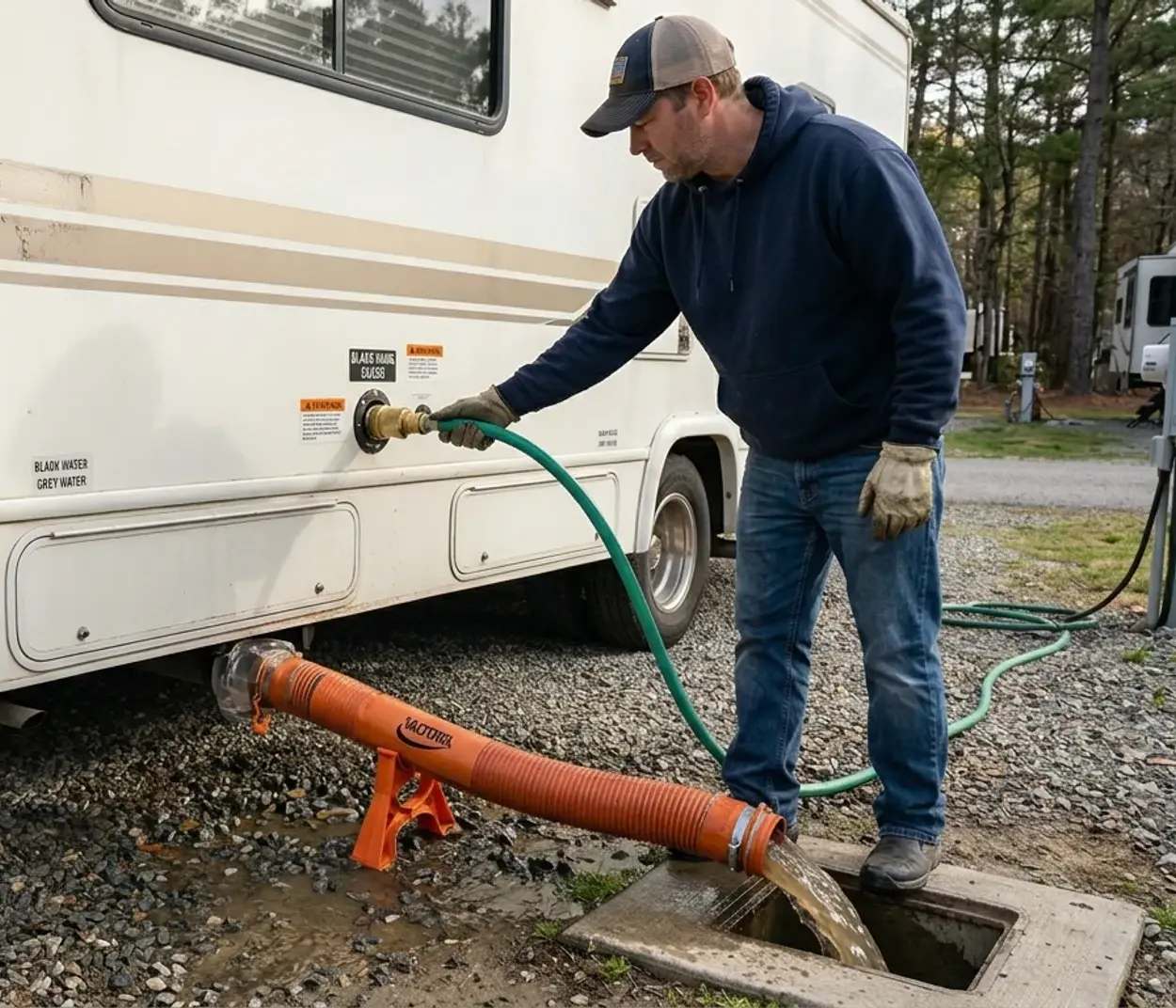 RV holding tank flush rinser wand cleaning black tank