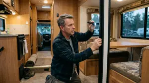 RV interior slide out inspection before road trip