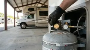 Closing RV propane tank valve before storage