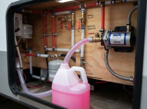 Pumping RV antifreeze through plumbing